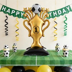 Gold Soccer Trophy Foil Balloon,5FT Giant Self Standing Champion Cup Balloon,…