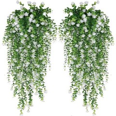 2Pcs Artificial Plant Hanging Flowers With Eucalyptus Leaves Greenery Vine