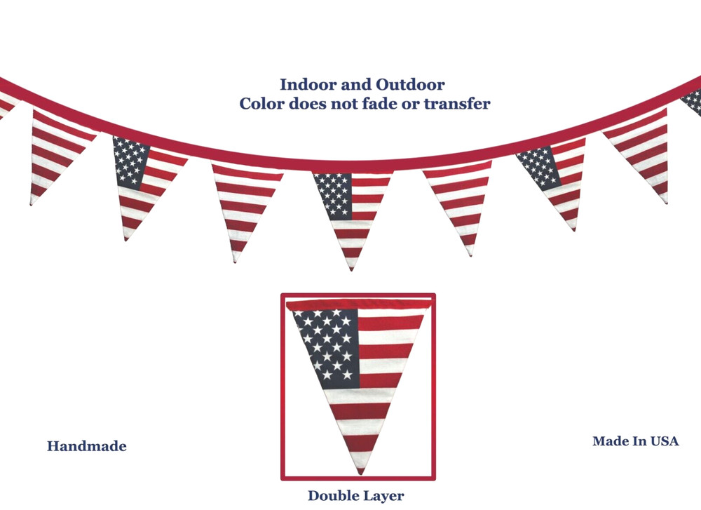 Large Handmade American Flag Pennant Banner USA 4th of July Streamer Party