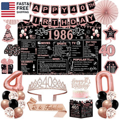 40Th Birthday Decorations for Women,32Pcs Back in 1986 Birthday Party Decoration