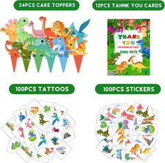 320PCS Dinosaur Birthday Party Decorations Favors Supplies, Dino Goodie Bags Fil