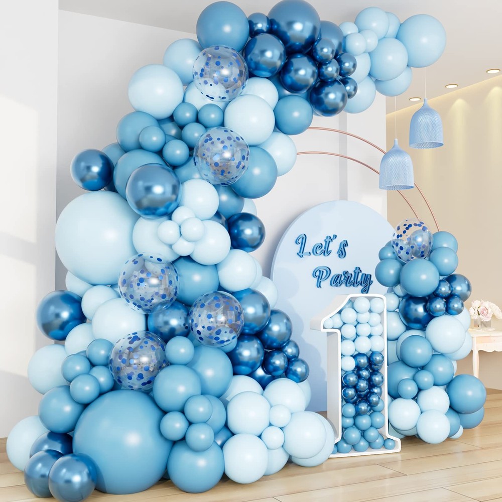 Blue Balloon Garland Arch Kit with Different Size Metallic Macaron Blue Confe…