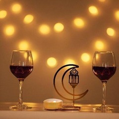 Eid Mubarak Decorations,Ramadan Kareem Moon Shaped Candle Holder,Ramadan