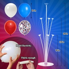 Balloon Centerpiece Kit for Table 4 Sets Balloon Stand with 40 Red White Blue Co