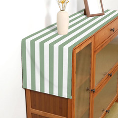 Sage Green and White Cabana Striped Table Runner Baby Shower Birthday Party Deco