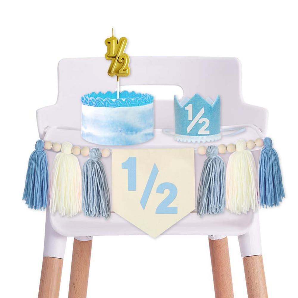 1/2 Birthday Boy Half Birthday Decorations High Chair Banner, 6 Month Tassel …