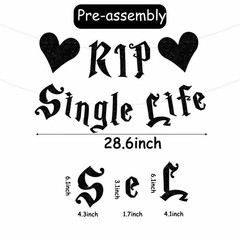 Gothic Bachelorette Party Decorations Glitter Black Rip Single Life Banner,Ba…