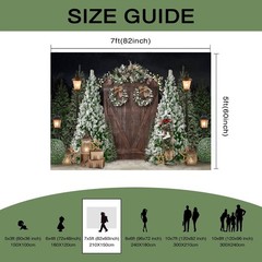 Mocsicka 7x5ft Christmas Photography Backdrop Winter Rustic Wood Door Background