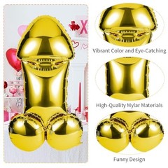 2 Pack Bachelorette Party Decorations 40″ Large Penis Balloons Gold Funny