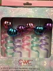 6 Whimsy Pumpkin Silly Curly Straws Party Favors Drink Disco Ball Funky Retro