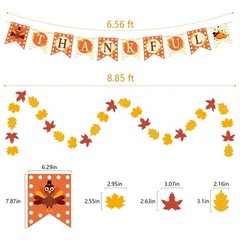 40PCS Thanksgiving Decorations – Pre-Assembled Banner & Garland, Hanging Deco…