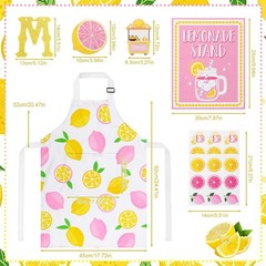 Lemonade Stand Supplies, 2 Pack Lemon Kids Aprons with Pockets, 2 Lemonade Ba…