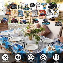 Monster Truck Birthday Decorations Party Decorations Set Include Truck Balloo…