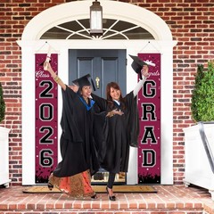 2026 Graduation Decorations, Banner Class of Maroon and Black