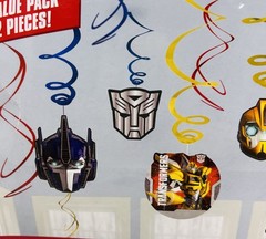 Transformers Swirl Decorations 12 Pc Party Hanging Decor Hasbro 2014 New