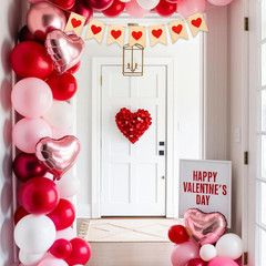 Rustic Heart Banner Garland – Natural Wood with Red Hearts, Paper, Valentine’S D