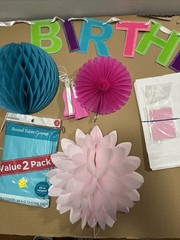 *Bundle* Birthday Party Supples 22+ Items Pinks, Purples & Teals