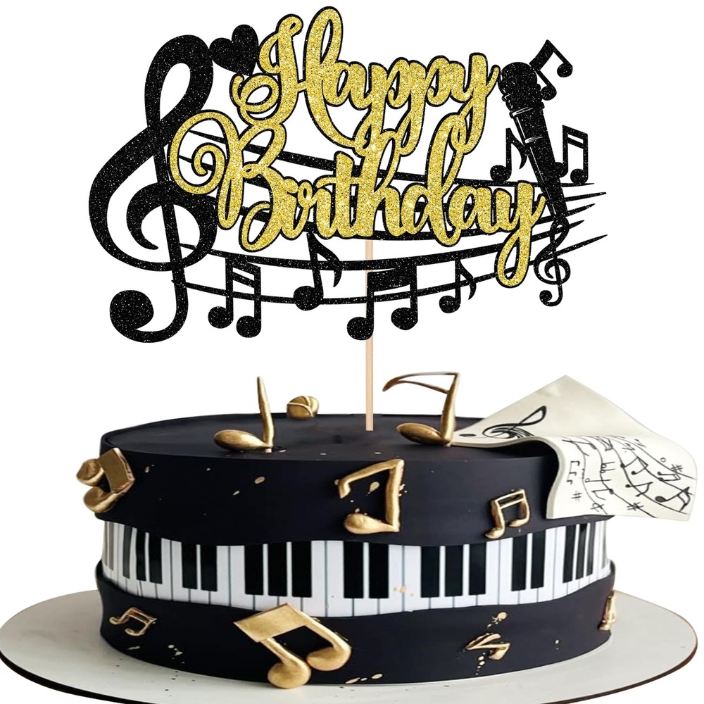 Happy Birthday Music Note Cake Topper Birthday Party Cake Decorations