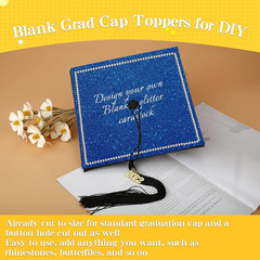 10 Pieces Graduation Cap Decorations Graduation Cap Topper Glitter Blank Grad Ca