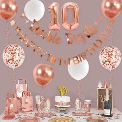 Rose Gold Double Digits Happy 10th Birthday Banner Garland Foil 10