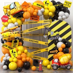151Pcs Construction Party Supplies – Birthday Decorations, Balloon Arch, Caution