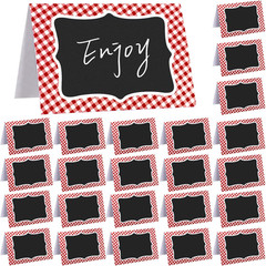 Red Gingham Picnic Party Supplies – 24 Italian Themed Food Label Tent Cards