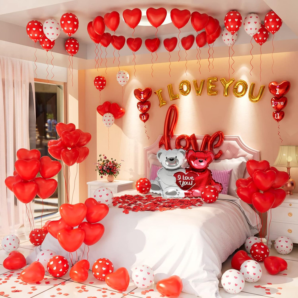 1000Pcs Valentines Day Balloons Decorations I Love You Balloons & Heart Balloons
