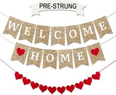 Gold Welcome Banner – Home Decoration, Ready to Hang –