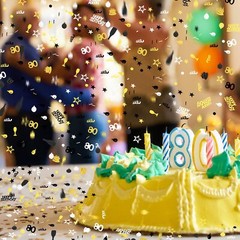 3000 Pieces Glitter 80th Birthday Confetti Black Gold & Silver Table Decor