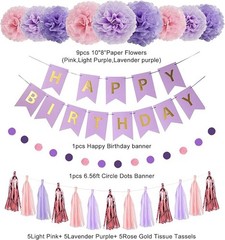 Decoraciones de cumpleaños moradas para mujeres y niñas NUEVO