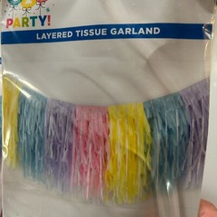 321 Party Pastel Layered Tissue Garland 2-pack 6 ft each