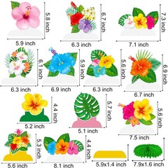 12 PCS Hawaiian Tropical Honeycomb Centerpieces Hibiscus Flower Luau Party