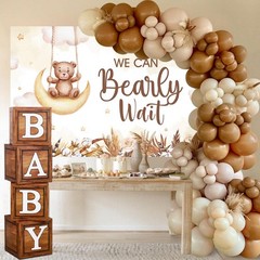 Teddy Bear Baby Shower Decorations – Baby Boxes with Letters,Boho Balloons,We…