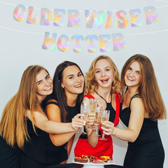 Iridescent Older Wiser Hotter Banner Pre-Strung Birthday Banner Decoration for 4