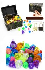 Kids Pirate Treasure Chest With 100 Gold Coins Gems Jewelry Perfect Party Favor