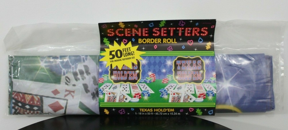 TEXAS HOLD ‘EM BORDER ROLL Poker Party Casino Wall Decorations Vegas Card Games