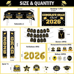 Graduation Decorations 2026 Themed Set – All-In-One Party Supplies with Backdrop