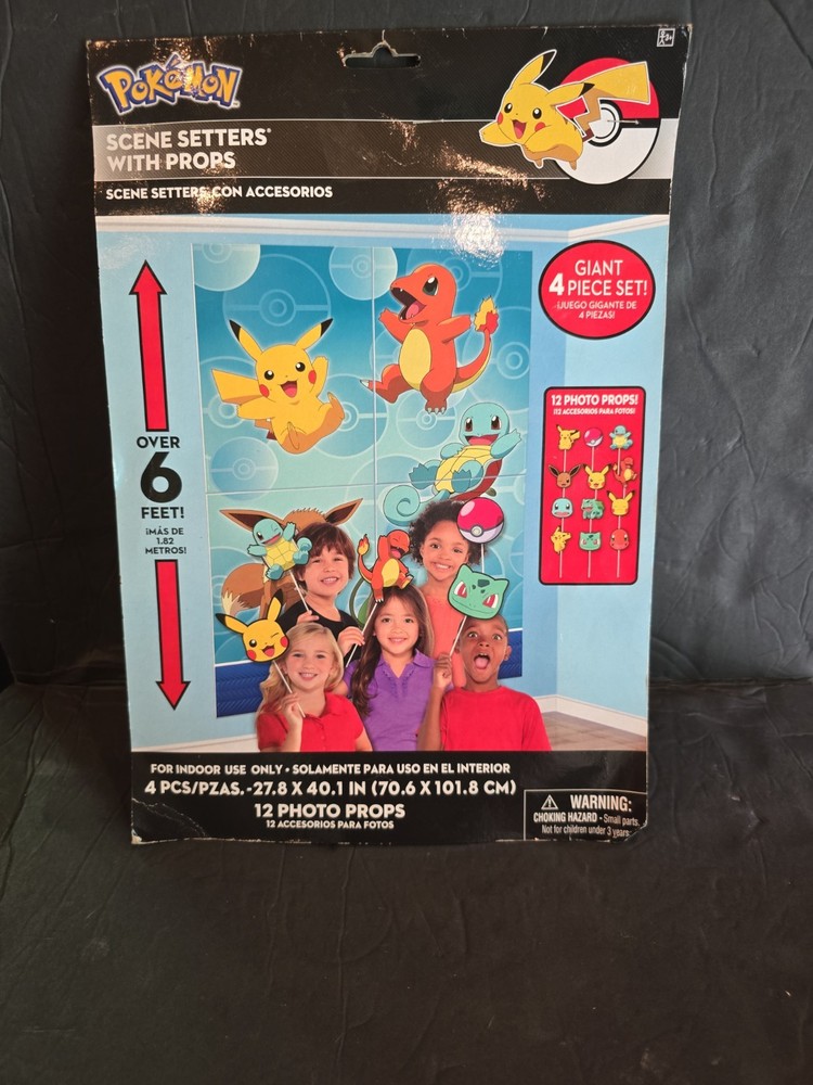 Pokemon Backdrop Scene Setter With 12 Props Party Fun Kit Pikachu Birthday 27×40