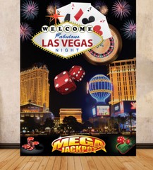 LARGE LAS VEGAS THEME SCENE SETTER BACKGROUND BACKDROP LARGE PRINT GRAPHIC