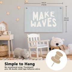 Coastal Beach Room Decor – Linen Banner Wall Hanging Canvas Banner Flag Decor…
