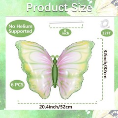 6 Pieces 32 Inches Pastel Blue Butterfly Balloons – Large Iridescent Gradient…