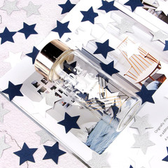 300pcs Navy Blue White Silver Confetti,Glitter Paper decor Twinkle Little Star T