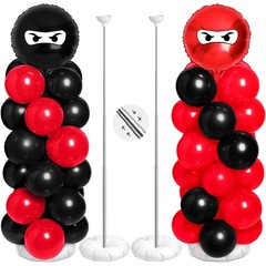 2 Sets Ninja Party Decorations Ninja Adjustable Balloon Column Stand Kit Meta…