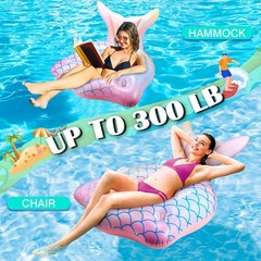 Inflatable Pool Float Mermaid Tail Pool Floating Chair 45“ with Cup Holders, …
