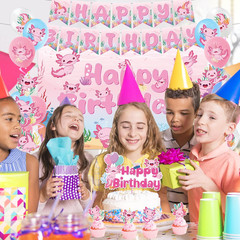 Axolotl Birthday Decorations Supplies, 44PCS Pink Axolotl Happy Birthday Decor S