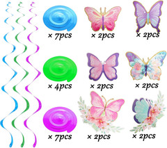 30 Pcs Butterfly Hanging Swirl Decorations Hanging Butterfly Party Decoration fo