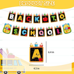 Back to School Banner Decorations, Colorful First Day of School Banner Pencil Sc