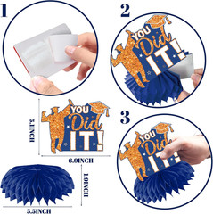 12Pcs Graduation Table Decorations,Orange and Blue Graduation Decorations Gradua