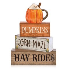 4 PCS Fall Cream Cups Tiered Tray Decor Rustic Thanksgiving Centerpiece