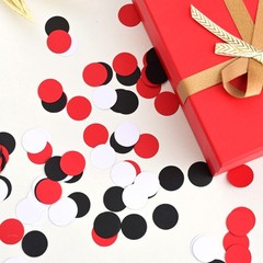300pc Table Confetti, 1 Inch, Red, Black, White, Circle Dots, Glitter, Party